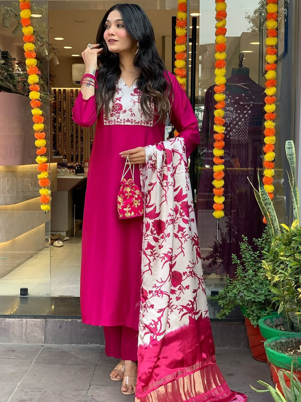 Pure Cotton Kurta Set With Gaji Zcard Print Dupatta