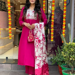 Pure Cotton Kurta Set With Gaji Zcard Print Dupatta
