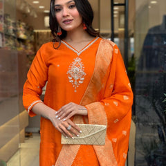 Pure Cotton Kurta Set With Zcard Dupatta