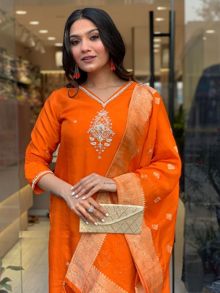 Pure Cotton Kurta Set With Zcard Dupatta