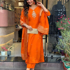 Pure Cotton Kurta Set With Zcard Dupatta