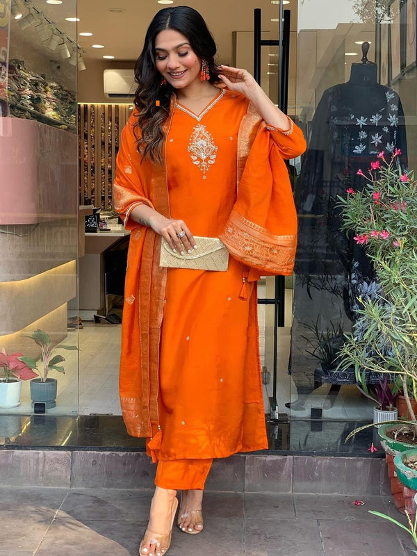 Pure Cotton Kurta Set With Zcard Dupatta