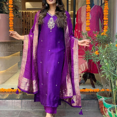 Pure Cotton Kurta Set With Zcard Dupatta