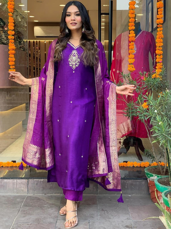 Pure Cotton Kurta Set With Zcard Dupatta