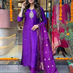 Pure Cotton Kurta Set With Zcard Dupatta