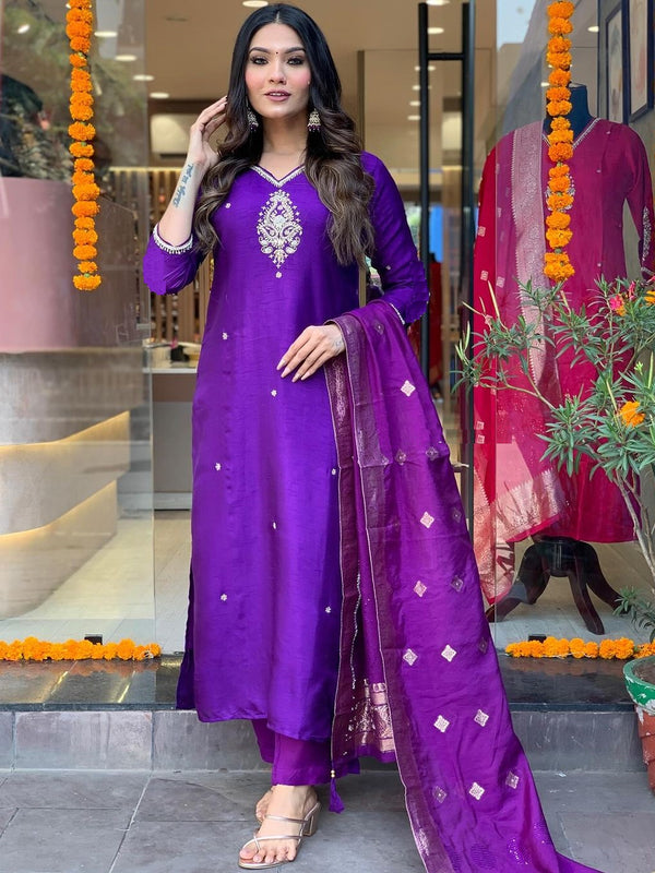 Pure Cotton Kurta Set With Zcard Dupatta