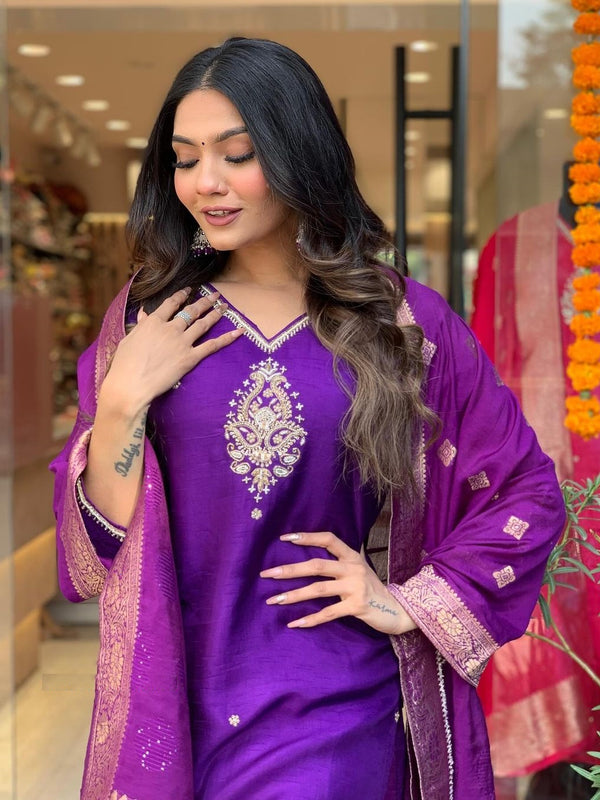 Pure Cotton Kurta Set With Zcard Dupatta