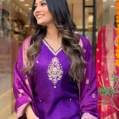 Pure Cotton Kurta Set With Zcard Dupatta