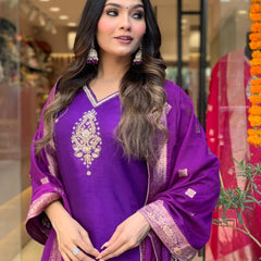 Pure Cotton Kurta Set With Zcard Dupatta