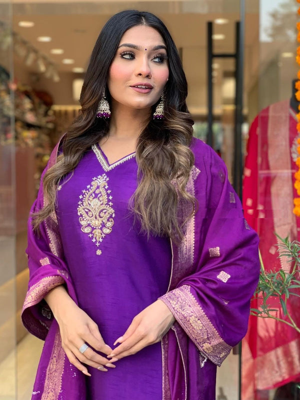 Pure Cotton Kurta Set With Zcard Dupatta