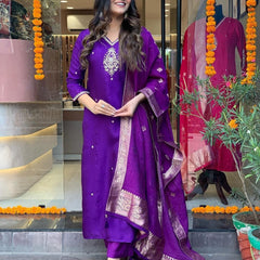 Pure Cotton Kurta Set With Zcard Dupatta