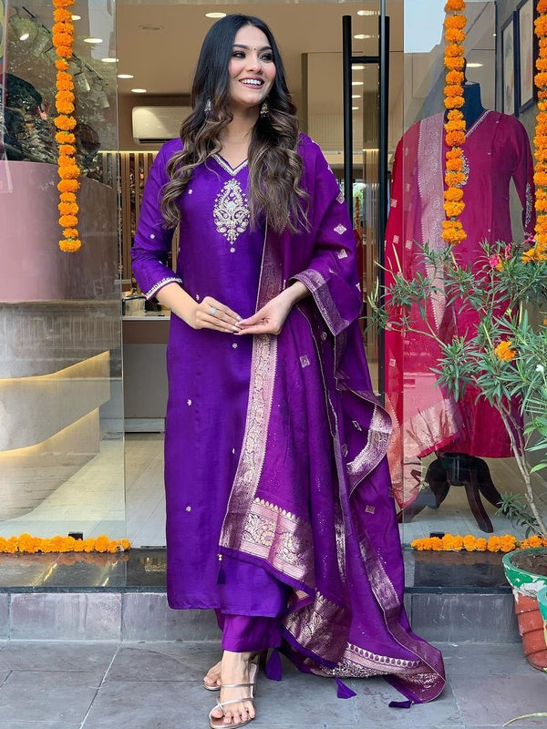 Pure Cotton Kurta Set With Zcard Dupatta