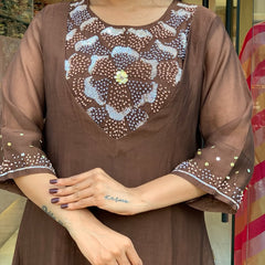 Silk Blend Kurta Set With Chanderi Dupatta