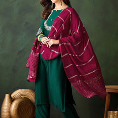 Woven Design Silk Blend Kurta Set with Zari Dupatta
