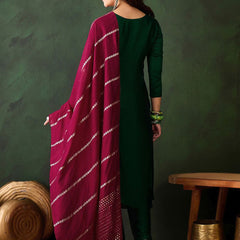 Woven Design Silk Blend Kurta Set with Zari Dupatta
