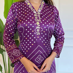 Women’s Viscose Embroidered Kurta with Cotton Bottom & Chanderi Cotton Dupatta Set