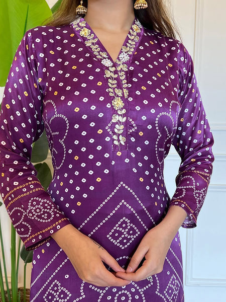 Women’s Viscose Embroidered Kurta with Cotton Bottom & Chanderi Cotton Dupatta Set