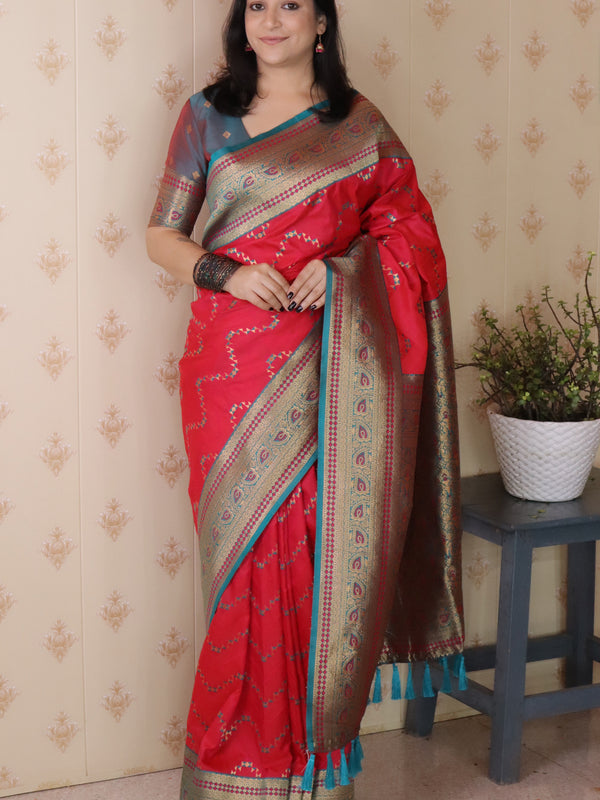 Premium Banarasi Soft Silk Saree with Blouse Piece