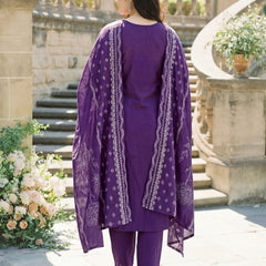 Women's Muslin Hand Printed Kurta Pant Dupatta Set