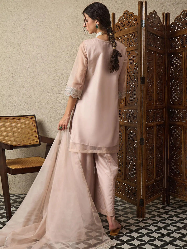 Premium Organza Ethnic Suit Set With Organza Dupatta