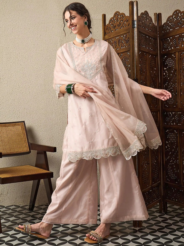 Premium Organza Ethnic Suit Set With Organza Dupatta