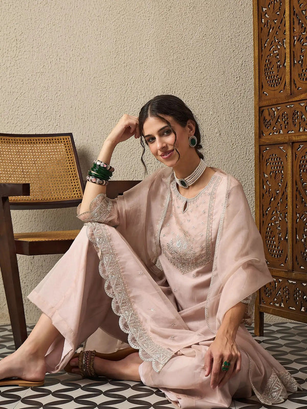 Premium Organza Ethnic Suit Set With Organza Dupatta