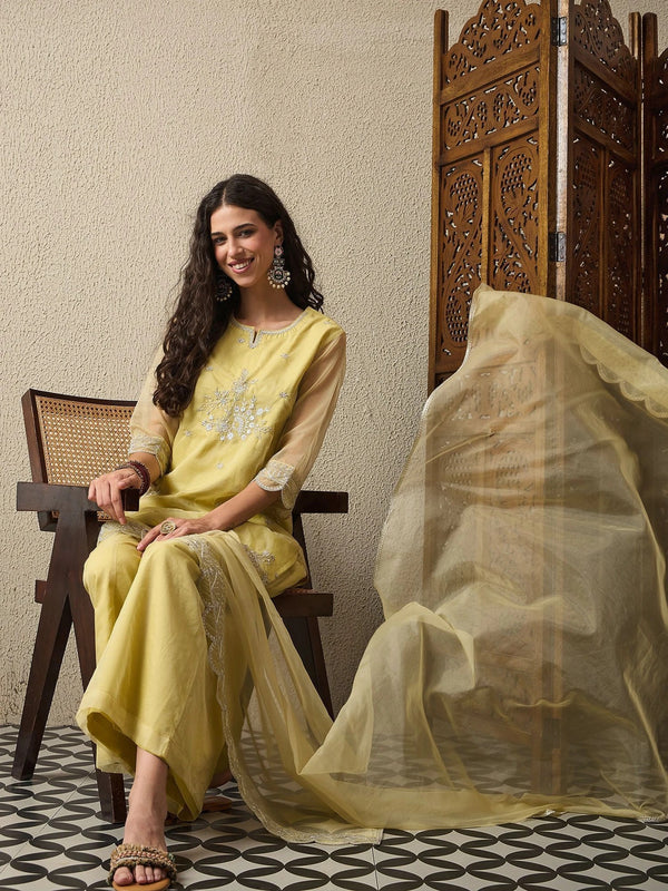 Premium Organza Ethnic Suit Set With Organza Dupatta
