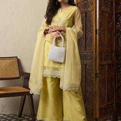 Premium Organza Ethnic Suit Set With Organza Dupatta