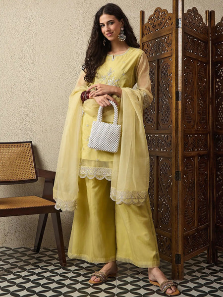Premium Organza Ethnic Suit Set With Organza Dupatta