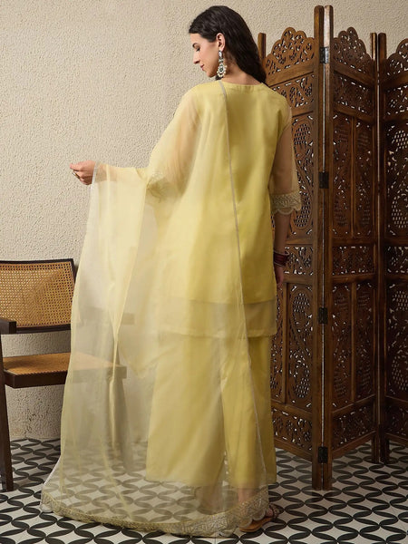Premium Organza Ethnic Suit Set With Organza Dupatta