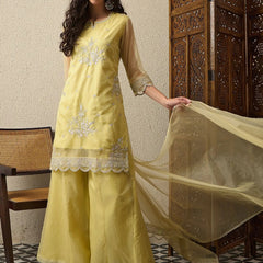 Premium Organza Ethnic Suit Set With Organza Dupatta