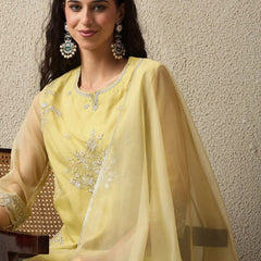 Premium Organza Ethnic Suit Set With Organza Dupatta