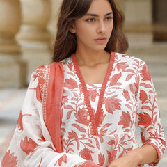 Women’s Cotton Slub Printed Kurti Set with Voile Silk Dupatta