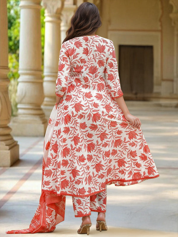 Women’s Cotton Slub Printed Kurti Set with Voile Silk Dupatta