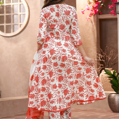 Women’s Cotton Slub Printed Kurti Set with Voile Silk Dupatta