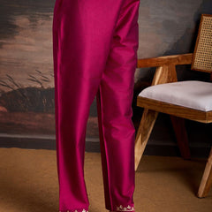 Embroidered Silk Blend Dress Material with Net Dupatta