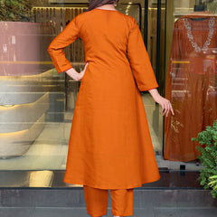 Chanderi Silk Embroidered Kurta Pant Set with Chanderi Dupatta