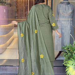 Chanderi Silk Kurta Set With Chanderi Dupatta