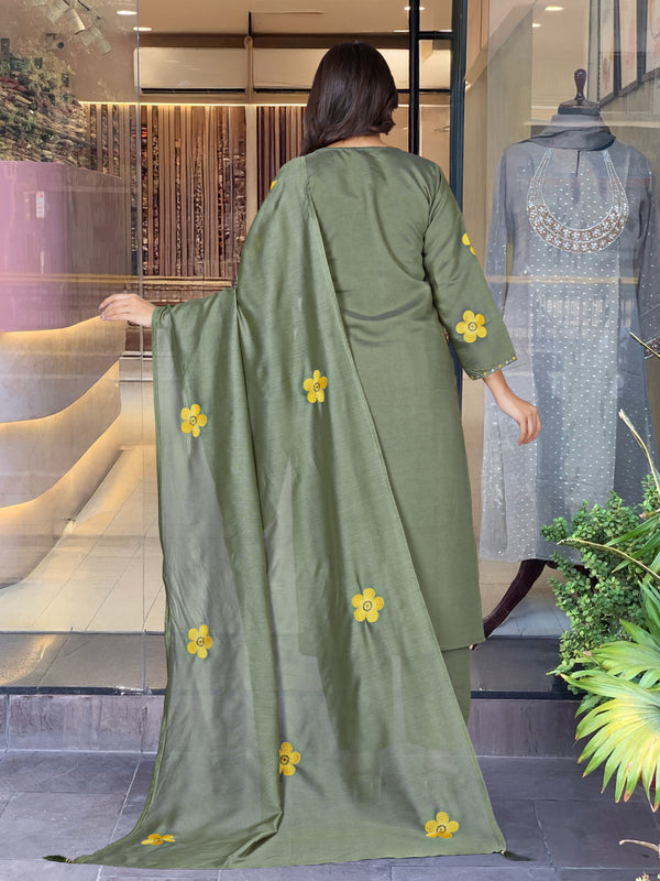 Chanderi Silk Kurta Set With Chanderi Dupatta