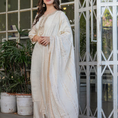 Women’s Viscose Chanderi Embroidered Kurta Set with Jacquard Dupatta