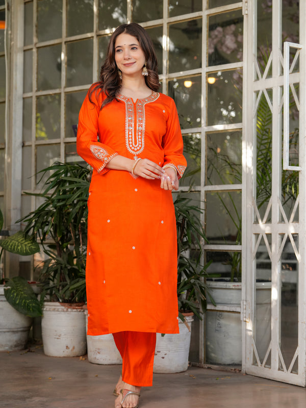Women’s Viscose Chanderi Embroidered Kurta Set with Jacquard Dupatta