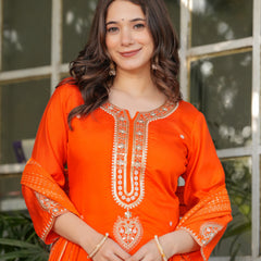 Women’s Viscose Chanderi Embroidered Kurta Set with Jacquard Dupatta