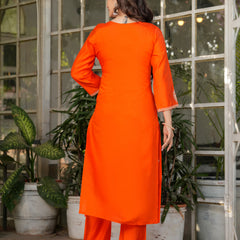 Women’s Viscose Chanderi Embroidered Kurta Set with Jacquard Dupatta