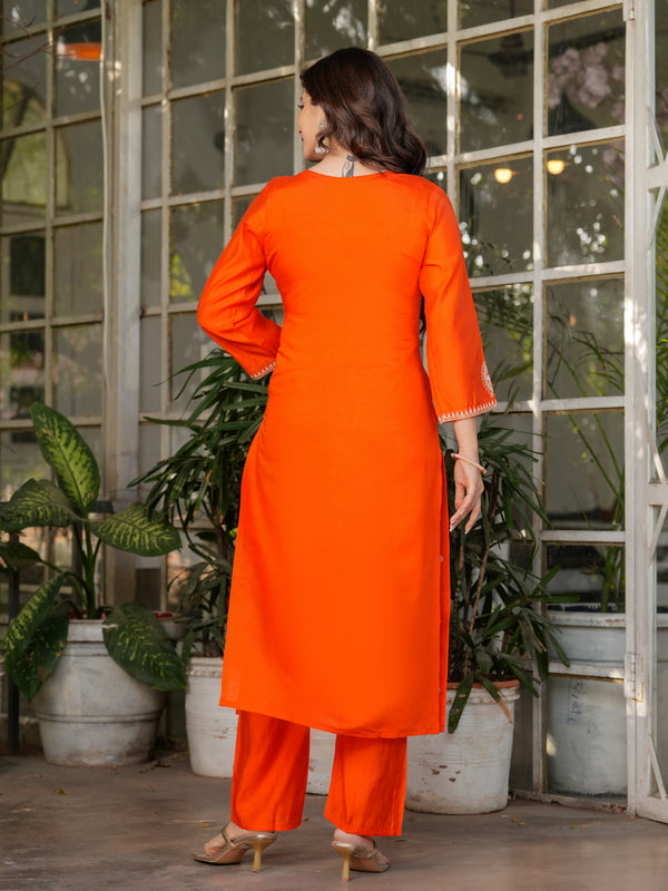 Women’s Viscose Chanderi Embroidered Kurta Set with Jacquard Dupatta