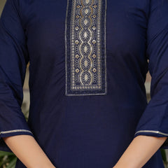 Women’s Rayon Embroidered Kurta Set with Muslin Dupatta