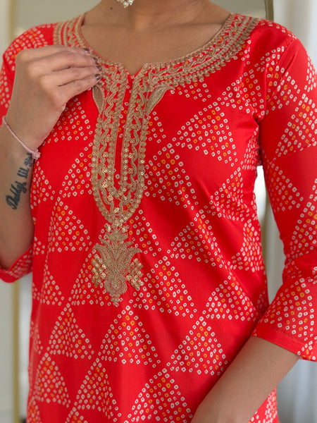 Women’s French Crepe Embroidered Kurta Set with Chanderi Bottom & Organza Dupatta