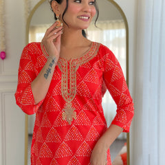 Women’s French Crepe Embroidered Kurta Set with Chanderi Bottom & Organza Dupatta