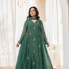 Women’s Chanderi Silk Embroidered Kurta With Silk Bottom & Embroidered Chanderi Dupatta Set