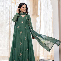 Women’s Chanderi Silk Embroidered Kurta With Silk Bottom & Embroidered Chanderi Dupatta Set