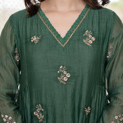 Women’s Chanderi Silk Embroidered Kurta With Silk Bottom & Embroidered Chanderi Dupatta Set